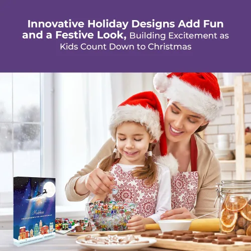 Vista 6 de Madelaine - Calendario de Adviento de chocolate sólido con leche 2025, 24 golosinas surtidas de leche con temática navideña