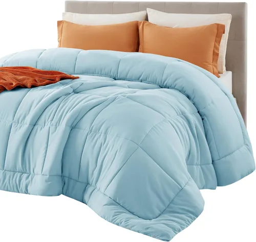 Vista 54 de Bedsure - Relleno de edredón acolchado tamaño Queen Plus, para todas las estaciones, ropa de cama alternativa de plumón GentleSoft, con 8 pestañas