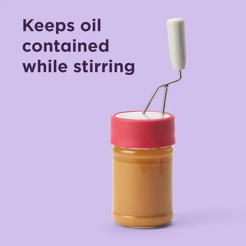 Vista 3 de Chef'n Agitador de mantequilla de maní natural, se adapta a la mayoría de tarros de mantequilla de maní y masón, rojo/inoxidable