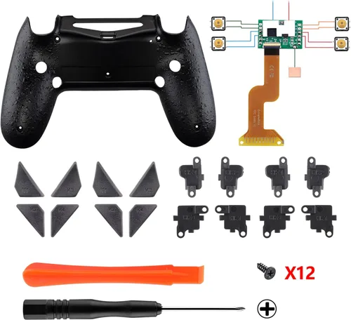 Vista 3 de eXtremeRate Dawn - Kit de descarga programable para controlador de PS4 con chip Mod y carcasa trasera rediseñada y 4 botones traseros, compatible