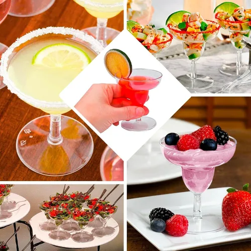 Vista 5 de Efavormart - Paquete de 24 vasos de plástico transparente de 2 onzas con cucharas, tazas de postre estilo cóctel para cócteles de camarones y tipo8