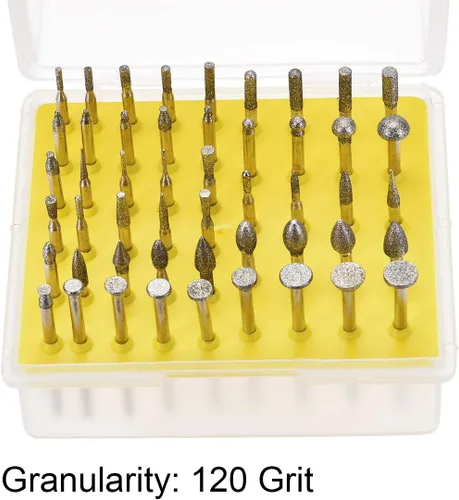 Vista 3 de uxcell Juego de brocas de diamante para fresas, herramientas rotativas de tallado para piedra de vidrio, cerámica, grano 120, vástago de 18