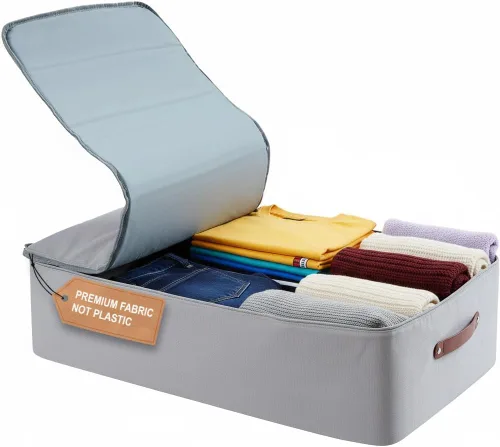 Contenedor de almacenamiento debajo de la cama - Contenedor de almacenamiento plegable debajo de la cama para ropa y ropa de cama, caja de