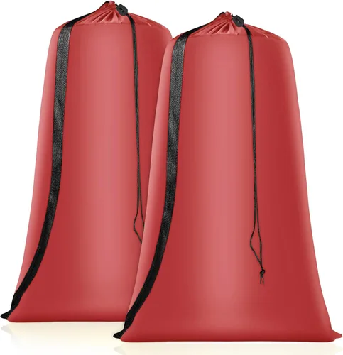 Vista 10 de Bolsa de lavandería resistente, paquete de 2 bolsas de lavandería de nailon XL con correas, organizador grande de ropa sucia lavable con cierre
