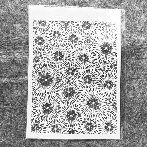 Vista 5 de TIAMECH Plantilla de fuegos artificiales reutilizable A4 para pintar, plantilla de capas de flores, arte de pared de bricolaje, muebles de madera