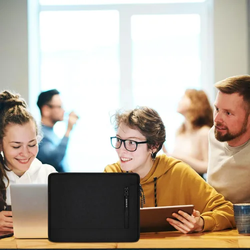 Vista 6 de Funda protectora para laptop de 14 pulgadas, a prueba de golpes, para Apple MacBook Pro, resistente al agua, con bolsillos, funda para computadora