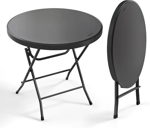 VINGLI Mesa redonda plegable para banquetes comerciales de 32 pulgadas, mesa de comedor de café de cartas de plástico portátil para cocina o fiesta