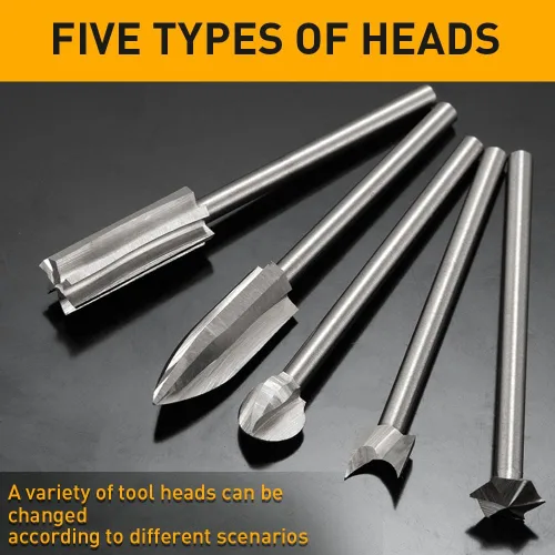 Vista 2 de Juego de brocas de tallado de madera compatible con Dremel herramienta rotativa 5 diferentes accesorios de taladro de grabado, herramienta