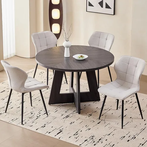 Juego de 4 sillas de comedor, tela resistente al agua, modernas sillas tapizadas para comedor y cocina con patas de metal, color blanco (solo sillas)