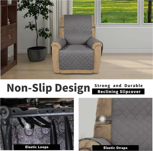 Vista 52 de Easy-Going - Funda reversible para sofá reclinable, resistente al agua, protector de muebles con correas elásticas, para mascotas y niños