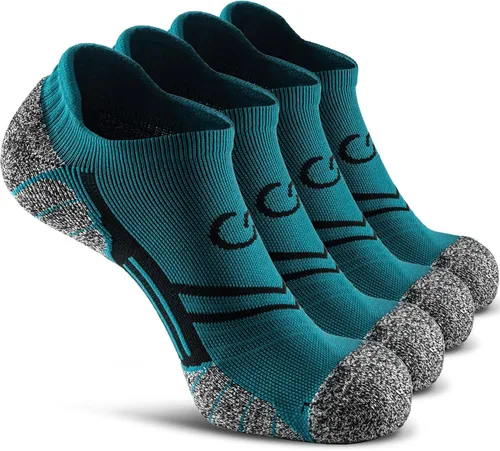CWVLC - Calcetines deportivos de compresión invisibles para hombres y mujeres con acolchado (4/8 pares)