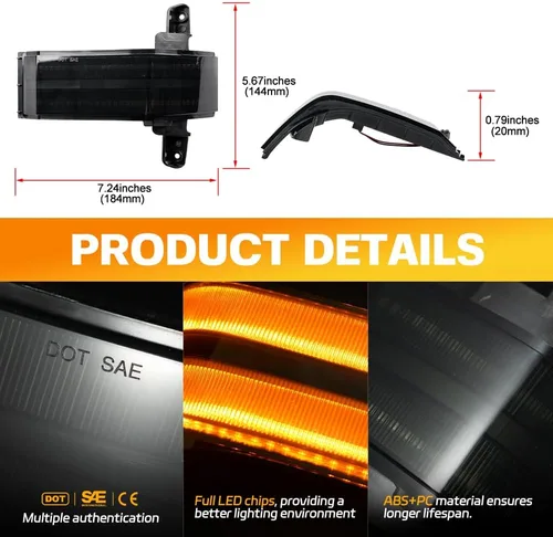 Vista 7 de NJSBYL Lámpara Marcadora LED de Espejo Lateral Para Chevy Silverado GMC Sierra 1500 2500HD 3500HD 2016 2017 2018 2019 Lente Ahumado LED Ámbar Kits