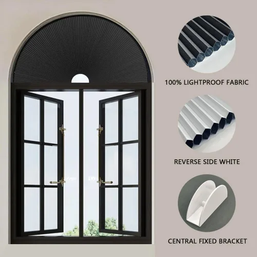 Vista 4 de Persianas opacas con diseño de panal de abeja, sin cables, sin taladro, con aislamiento térmico, protección UV, fáciles de cortar e instalar