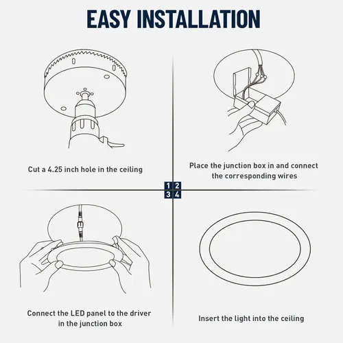 Vista 6 de Paquete de 12 luces empotrables de 4 pulgadas con caja de conexiones, 5CCT de 4 pulgadas, luces LED empotrables de níquel cepillado regulables 6000K