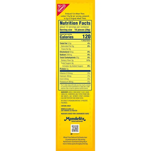 Vista 18 de Wheat Thins Galletas de trigo integral de grano entero reducido en grasa, tamaño familiar, 6 cajas de 12.5 onzas