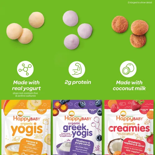 Vista 6 de Yogur orgánico Haooy Yogis para bebés y niños, bolsas de 1 onza (paquete de 8)