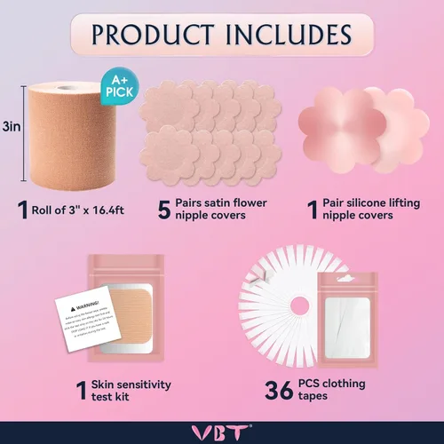 Vista 3 de Cinta de pecho para reemplazar tu brasier, cinta instantánea para el pecho, adecuada para A-G, cinta Bob para levantamiento de senos con 1 cinta