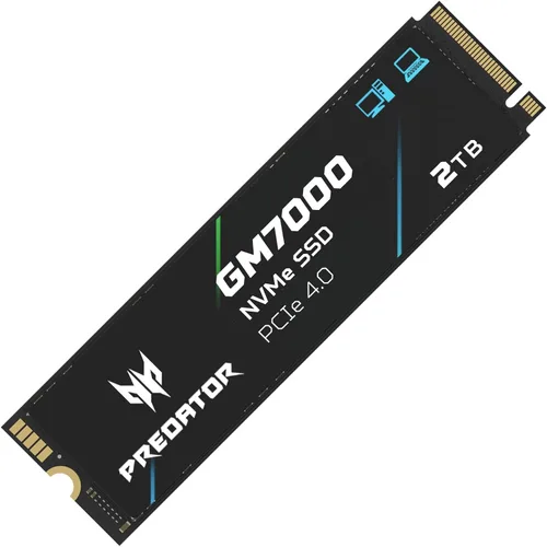 Predator M.2 SSD 2TB GM7000 con caché DRAM NVMe 1.4 2280 PCIe Gen4×4 Ultra alta velocidad (lectura máxima: 7400MB/s, escritura máxima: 6700MB/s) SSD