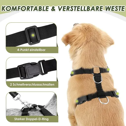 Vista 4 de Lukovee - arnés de seguridad para perro con cinturón de seguridad, arnés de seguridad ajustable para mascotas, doble tejido de malla transpirable