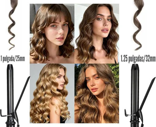 Vista 3 de LANVIER Rizador de pelo de 1.25 pulgadas, barril extralargo de 1 1/4 pulgadas para cabello largo hasta 450°F, rizador de pelo de doble voltaje