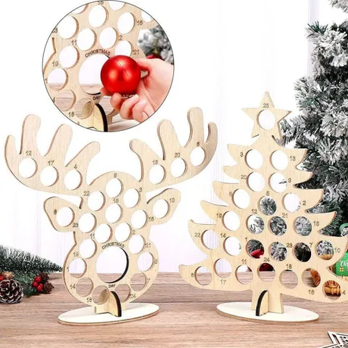 Vista 4 de Calendario de Adviento 2022, calendario de cuenta regresiva de Navidad, marco de chocolate de madera, calendario de Adviento de decoración