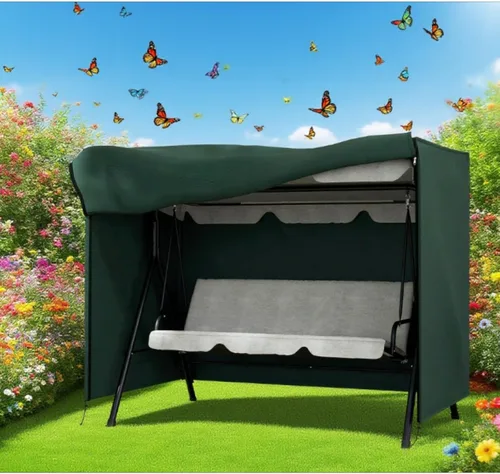 Vista 3 de Hamaca de patio al aire libre, columpio para porche, resistente a los rayos UV y transpirable, columpio moderno para asiento de jardín, patio