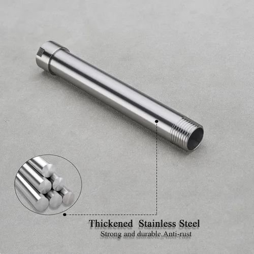Vista 5 de Extensión de brazo de ducha de níquel cepillado, brazo extensor de 1/2 pulgada para cabezal de ducha de lluvia de 4 pulgadas