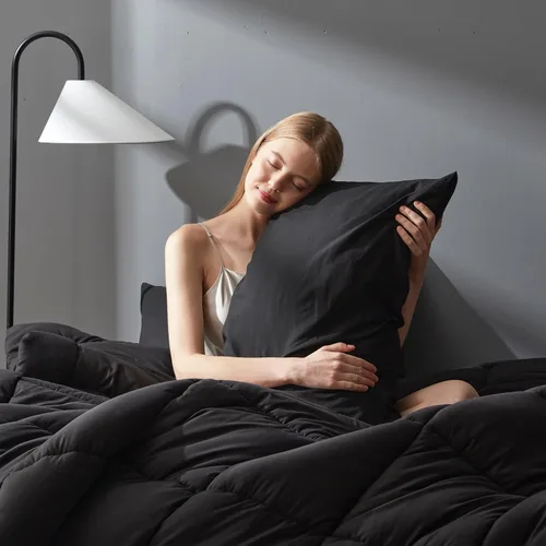Vista 4 de DOWNCOOL - Juego de edredón de tamaño individual con funda de almohada - Juego de ropa de cama para todas las estaciones de 2 piezas, juego