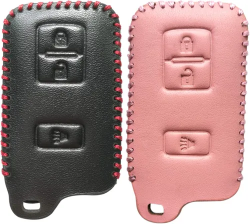Vista 7 de Coolbestda Funda de cuero para llavero inteligente con mando a distancia, accesorios de entrada sin llave, funda protectora para Toyota Tacoma Land
