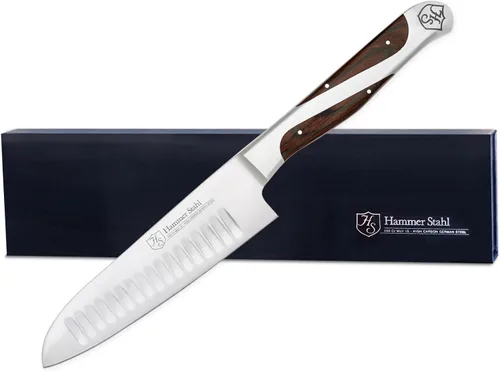Hammer Stahl Cuchillo Santoku de estilo japonés de 4.5 pulgadas, cuchillo de cocina de acero inoxidable de alto carbono, cuchillo de cortar