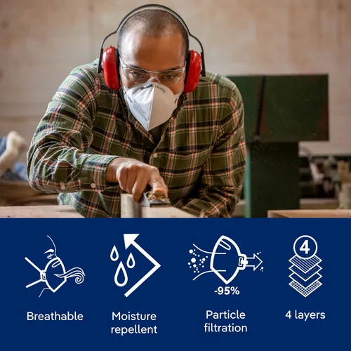 Vista 4 de Máscaras N95 Dräger X-plore 1750 C fabricadas en EE. UU. 20 respiradores aprobados por NIOSH, ajuste universal