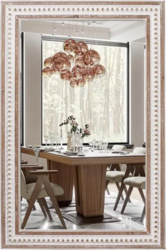 Vista 13 de 24 Pulgadas Espejos de Pared Redondos Rústicos - Espejo Circular de Granja de Madera para Baño, Entrada, Dormitorio, Sala de Estar, Decorativo