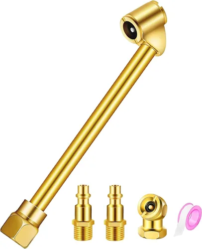 GODESON Mandril de Aire de Doble Cabezal para Trabajo Pesado, Mandril de Neumático de Bola Cerrada con NPT Hembra de 1/4 Pulgada y Dos Conectores