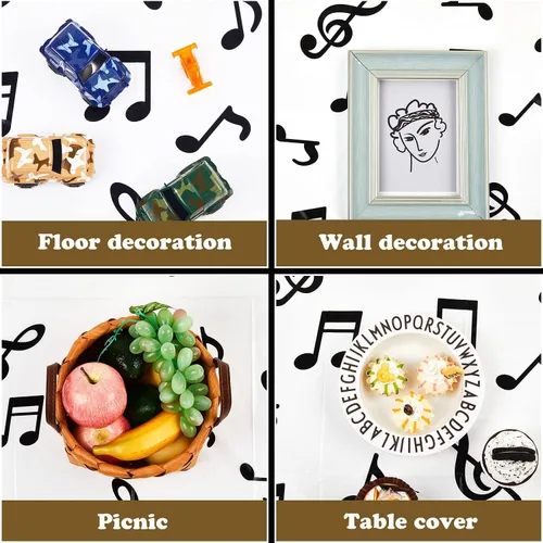 Vista 5 de Decoración de fiesta temática musical de 108 x 54 pulgadas, mantel desechable de notas musicales, mantel de plástico para mesa de cumpleaños