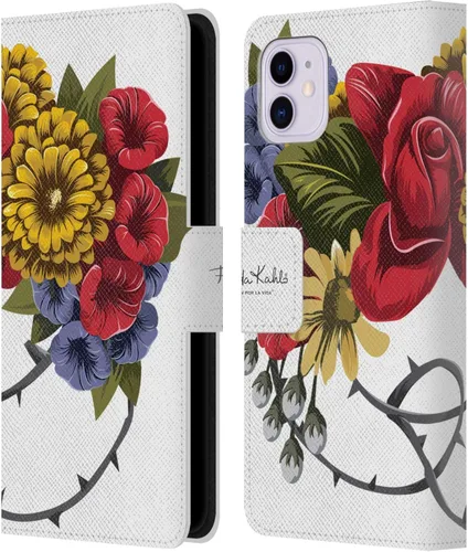 Vista 175 de Head Case Designs Funda con licencia oficial de Frida Kahlo Portrait Red Florals - Funda de piel tipo cartera compatible con Apple iPhone 14 Pro