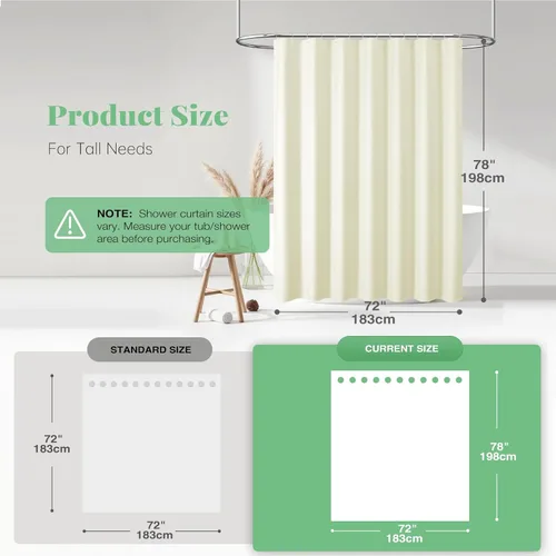 Vista 611 de Cortina de ducha de tela Dynamene verde oscuro - Cortinas de baño de tela de nido de abeja texturizadas resistentes, juego de cortinas de baño