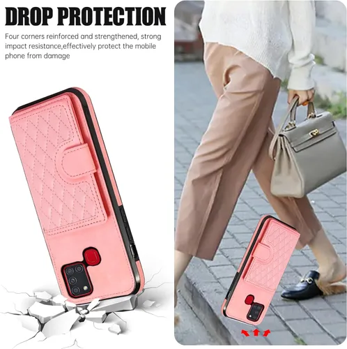 Vista 7 de Asuwish Funda de teléfono para Samsung Galaxy A21S con protector de pantalla de vidrio templado y correa cruzada, soporte para tarjeta de crédito