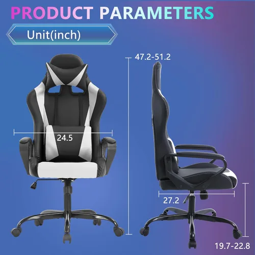 Vista 3 de PayLessHere Silla de escritorio ergonómica estilo carreras para juegos, silla de computadora con apoyabrazos, silla de escritorio de trabajo de PU