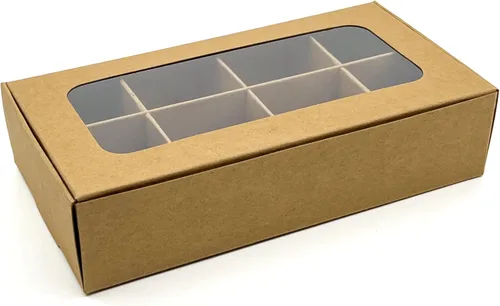 Vista 37 de 10 cajas de golosinas con ventana y divisores 9 compartimentos X-SMALL 5 x 5 x 1.57 pulgadas Cajas de dulces vacías para regalar, caja