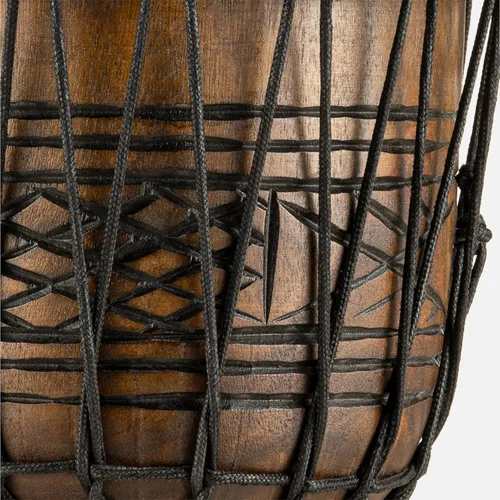 Vista 10 de Instrumento de círculo de tambor de mano Djembe, Serie Headliner de caoba tallada — NO FABRICADO EN CHINA — Cuerdas de tejido africano Mali