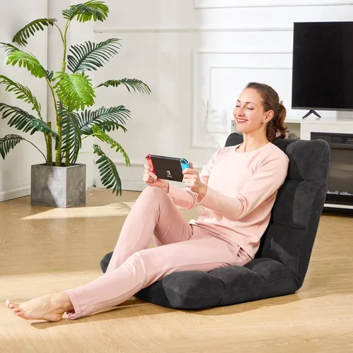 Vista 87 de Silla plegable para juegos de suelo de 14 posiciones, acolchada y ajustable, con algodón transpirable y terciopelo coral agradable a la piel