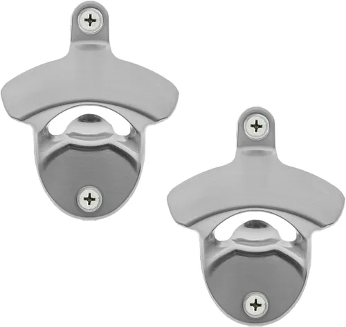 Vista 9 de Abridor de botellas negro Montaje en pared en blanco tapa de cerveza abridor poste montado acero inoxidable para mesa de refrigeración DIY (2 piezas)