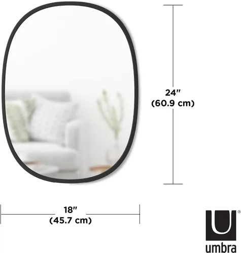 Vista 3 de Umbra Hub Oval Wall Mirror with Rubber Frame, Modern Room Decor for Entryways, Washrooms, Living Rooms and More, Black