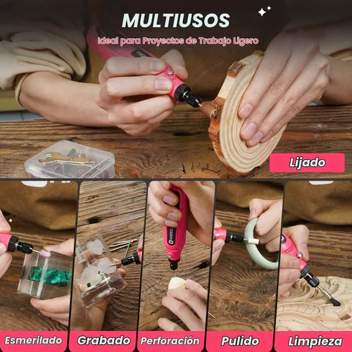 Vista 4 de HARDELL Mini herramienta giratoria inalámbrica, kit de herramientas rotativas de 5 velocidades con 43 accesorios, herramienta giratoria de carga