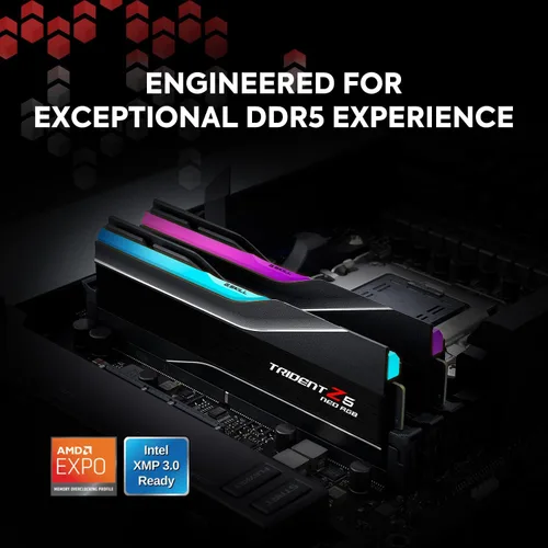 Vista 2 de G.SKILL Trident Z5 Neo RGB Series DDR5 RAM (AMD Expo e Intel XMP 3.0) 64GB (2x32GB) 6000MT/s CL36-36-36-96 1.35V Memoria de computadora de Negro mate