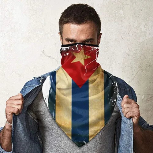 Vista 4 de 3 máscaras faciales con bandera, cubrecuello, transpirable, bufanda, pasamontañas, para el polvo