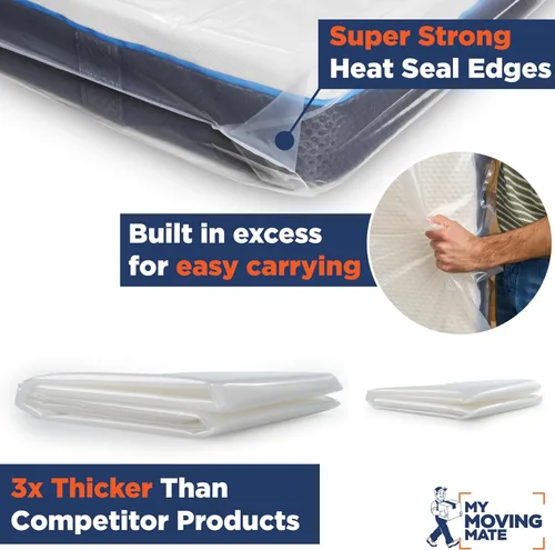 Vista 8 de Bolsa para colchón de dos plazas para mudanza y almacenamiento - Funda de colchón de 5 Mil para mudanza y almacenamiento - Bolsas de almacenamiento