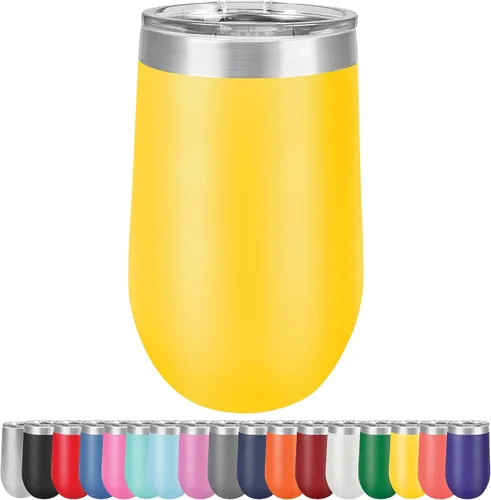 Vista 12 de Vaso de vino grande de 16 onzas, aislado al vacío, acero inoxidable con tapa, vasos de vino aislados con tapas, copas de vino sin tallo (negro)