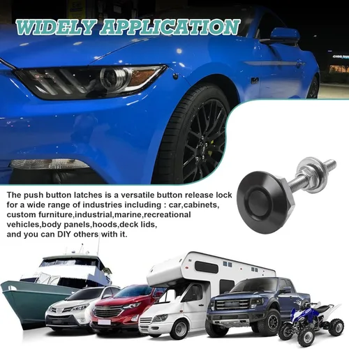 Vista 5 de Xotic Tech - Juego de 4 tapas de bloqueo de parachoques con botón de liberación rápida universal para automóvil (negro)