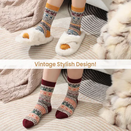 Vista 6 de Clothirily Wool Socks for Women, Vintage Womens Wool Socks, Winter Warm Boot Sock for Women Men, Thick Winter Cozy Sock